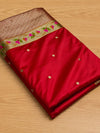 Indiehaat | Red Mina Mashru Katan Silk Saree | Meenakari