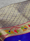 Indiehaat | Blue Mina Mashru Katan Silk Saree | Meenakari