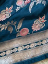 Indiehaat | Green Mina Mashru Katan Silk Saree | Meenakari