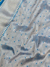 Indiehaat | Blue Mina Mashru Katan Silk Saree | Meenakari
