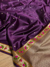 Indiehaat | Purple Mina Mashru Katan Silk Saree | Meenakari