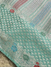 Indiehaat | Green Mina Mashru Katan Silk Saree | Meenakari