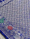 Indiehaat | Blue Mina Mashru Katan Silk Saree | Meenakari