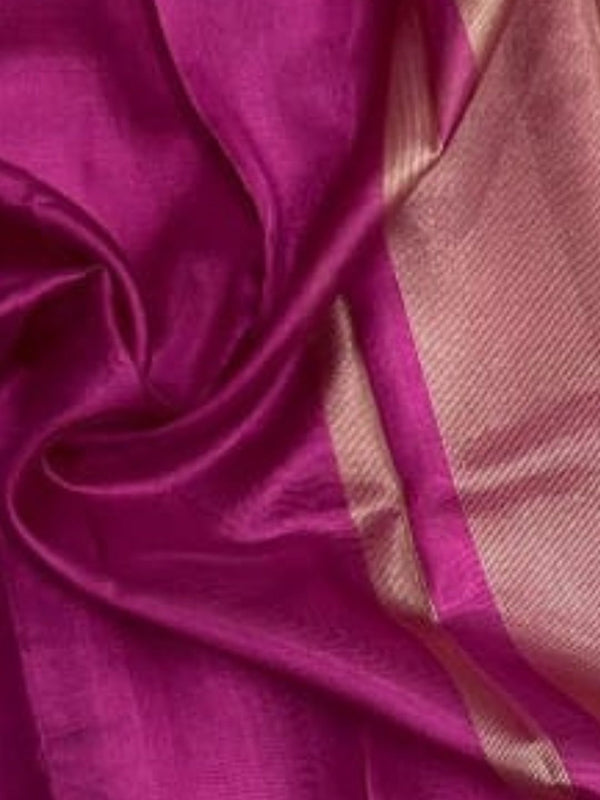 Indiehaat | Pink Banarasi Tissue Silk Saree | Brocade