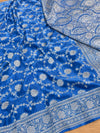 Indiehaat | Blue Mashru Katan Silk Saree | Brocade