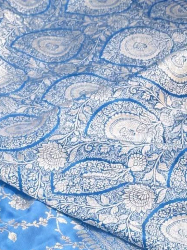 Indiehaat | Blue Mashru Katan Silk Saree | Brocade