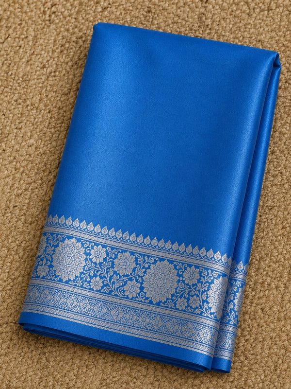Indiehaat | Blue Mashru Katan Silk Saree | Brocade