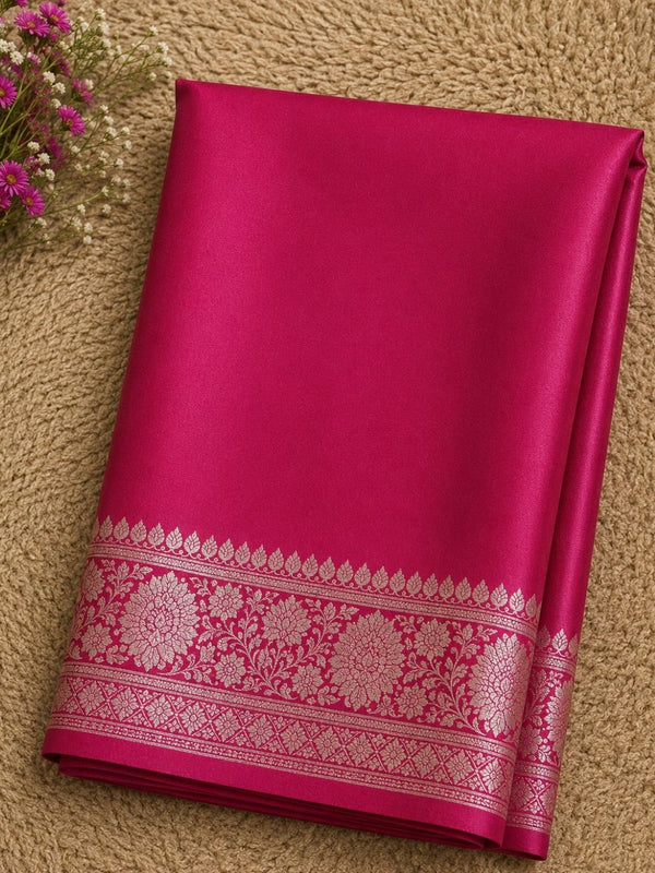 Indiehaat | Pink Mashru Katan Silk Saree | Brocade
