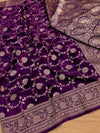 Indiehaat | Purple Mashru Katan Silk Saree | Brocade