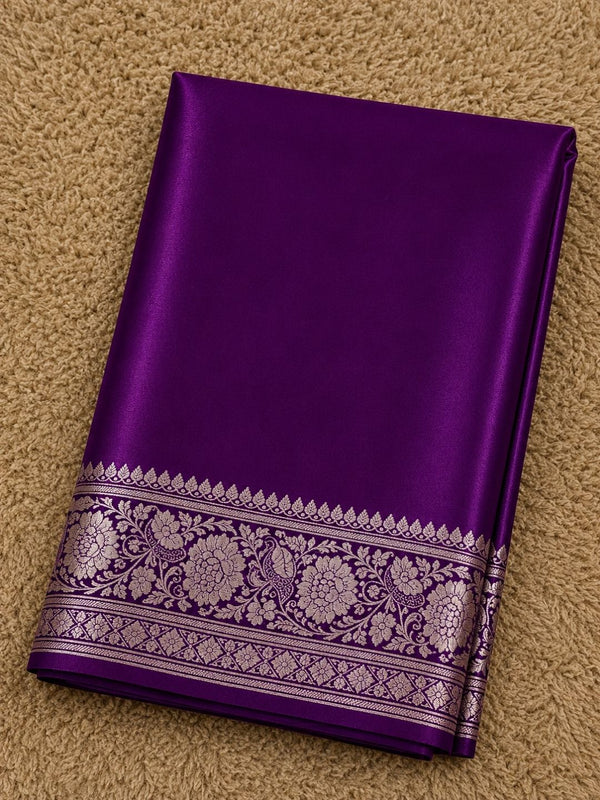 Indiehaat | Purple Mashru Katan Silk Saree | Brocade