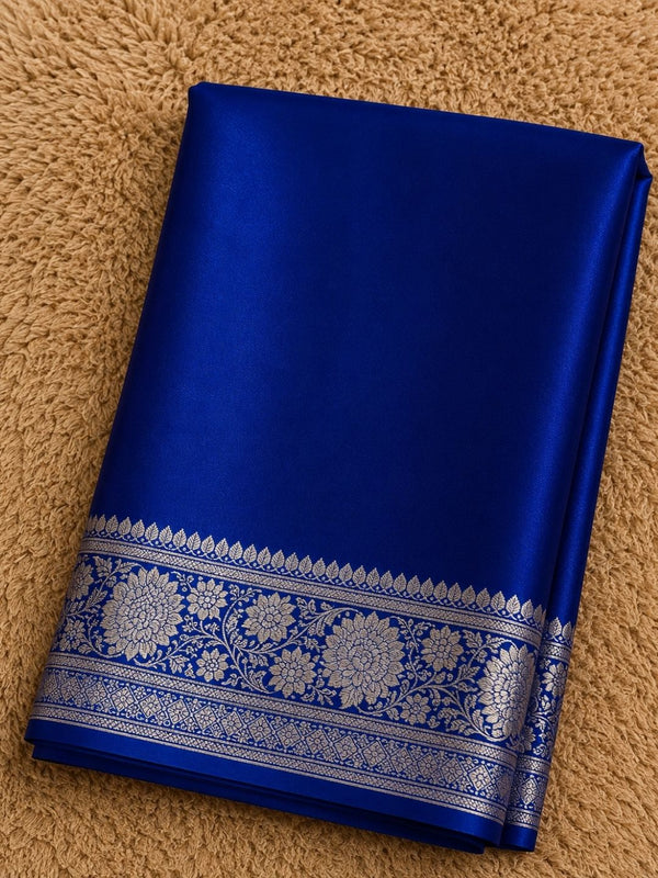 Indiehaat | Blue Mashru Katan Silk Saree | Brocade