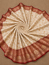 Indiehaat | White Mashru Katan Silk Saree | Brocade