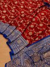 Indiehaat | Red Mashru Katan Silk Saree | Brocade