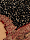 Indiehaat | Black Mashru Katan Silk Saree | Brocade