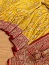 Indiehaat | Yellow Mashru Katan Silk Saree | Brocade