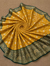 Indiehaat | Yellow Mashru Katan Silk Saree | Brocade