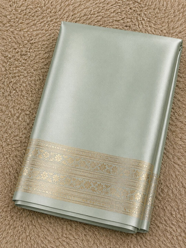 Indiehaat | Gray Mashru Katan Silk Saree | Brocade