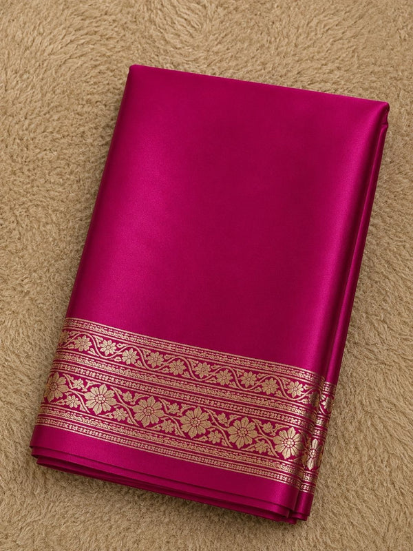 Indiehaat | Pink Mashru Katan Silk Saree | Brocade