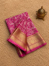 Indiehaat | Pink Organza Silk Saree | Embroidery
