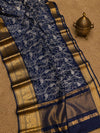 Indiehaat | Blue Organza Silk Saree | Embroidery