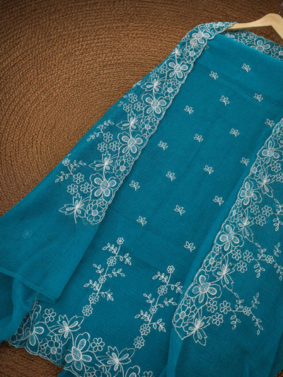 Sutrika Kota Doria Cutwork Suits (T+B+D) Teal