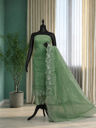 Sutrika Kota Doria Cutwork Suits (T+B+D) Green