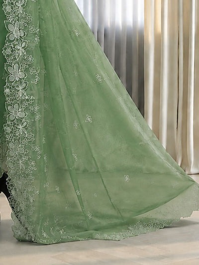 Indiehaat | Green Kota Doria Suit Set | Embroidery