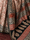 Indiehaat | Beige Chanderi Silk Kalamkari Saree