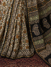 Indiehaat | Beige Chanderi Silk Kalamkari Saree