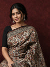Indiehaat | Beige Chanderi Silk Kalamkari Saree