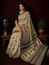 Indiehaat | Beige Chanderi Silk Kalamkari Saree