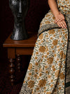 Indiehaat | Beige Chanderi Silk Kalamkari Saree