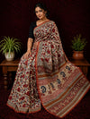 Indiehaat | Beige Chanderi Silk Kalamkari Saree