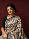 Indiehaat | Beige Chanderi Silk Kalamkari Saree