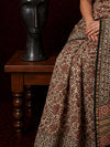 Indiehaat | Beige Chanderi Silk Kalamkari Saree