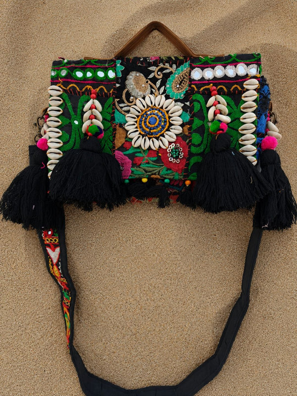Indiehaat | Black Kambadiay Patch Work Bags