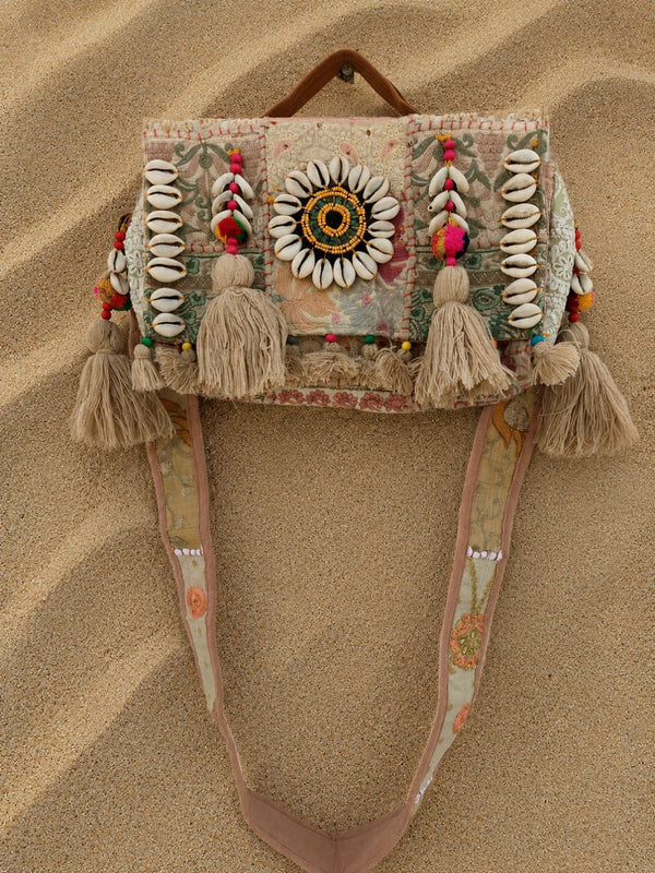 Indiehaat | Beige Kambadiay Patch Work Bags