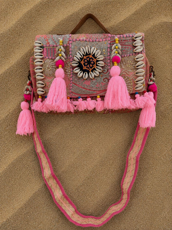 Indiehaat | Pink Kambadiay Patch Work Bags