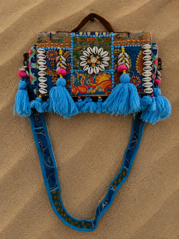 Indiehaat | Blue Kambadiay Patch Work Bags