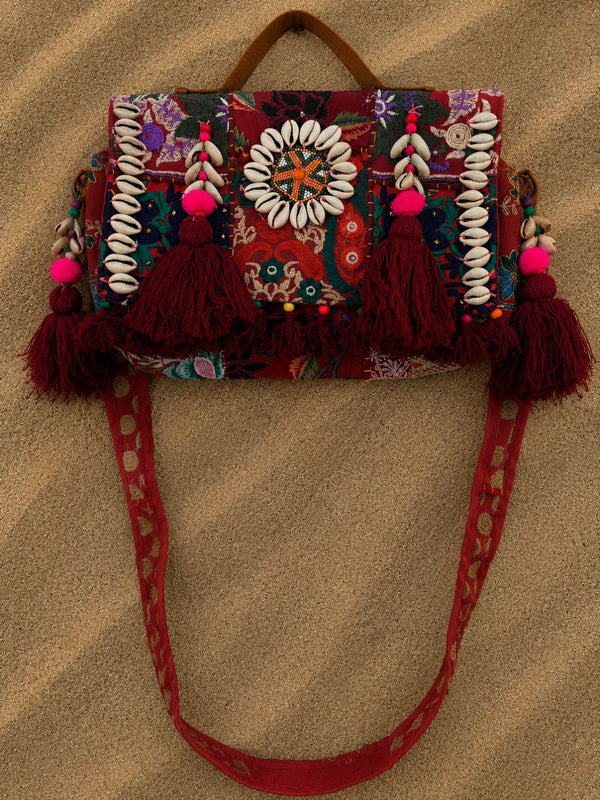 Indiehaat | Brown Kambadiay Patch Work Bags