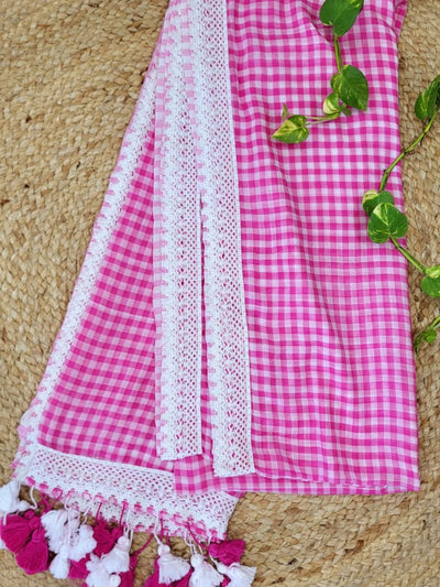 Mihika Pure Mul Cotton Handloom Saree Bright Pink
