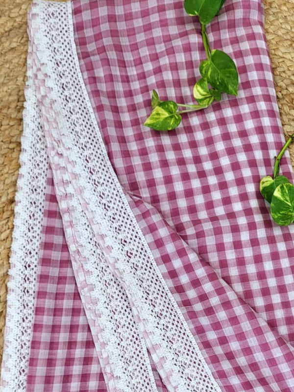 Mihika Pure Mul Cotton Handloom Saree Burgundy