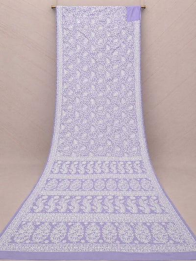 Ruhaani Georgette Chikankari Saree Lavender