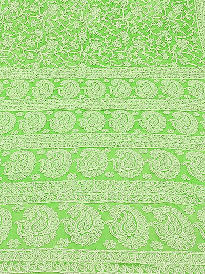 Indiehaat | Green Georgette Chikankari Saree | Party Wear