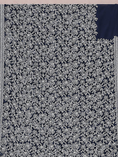 Indiehaat | Blue Georgette Chikankari Saree | Party Wear