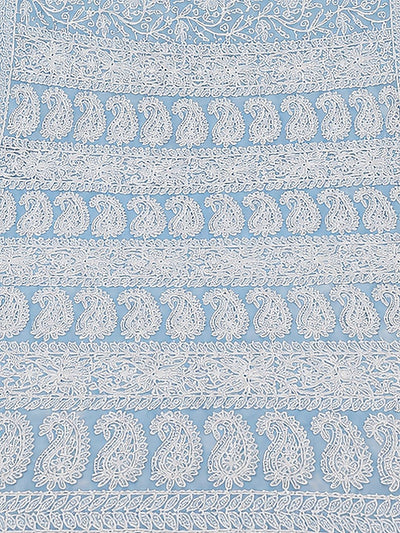 Indiehaat | Blue Georgette Chikankari Saree | Party Wear
