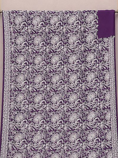 Indiehaat | Purple Georgette Chikankari Saree | Party Wear