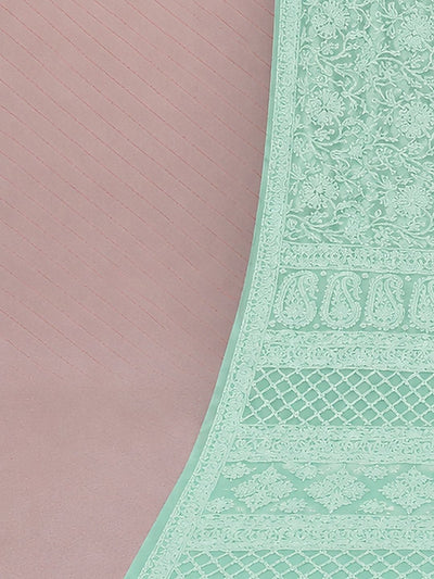 Indiehaat | Blue Georgette Chikankari Saree | Party Wear