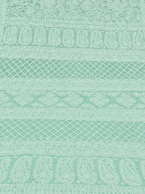 Indiehaat | Blue Georgette Chikankari Saree | Party Wear