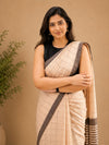 Indiehaat | Beige Khadi Cotton Handloom Saree
